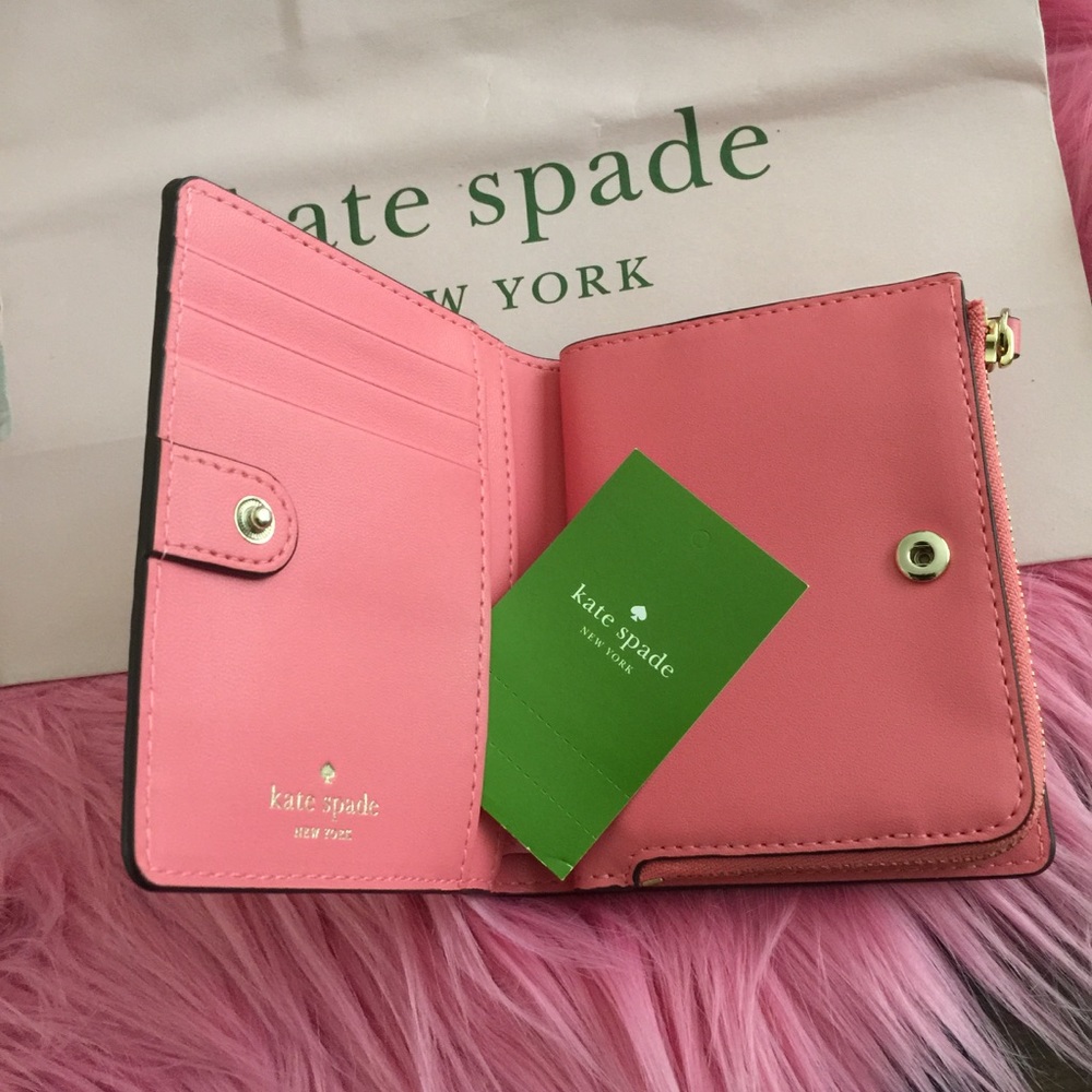 Kate Spade Pink CORAL Trifold Coin Wallet NWT